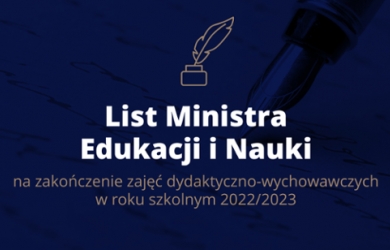 List Ministra Edukacji i Nauki na zakończenie roku szkolnego 2022/23